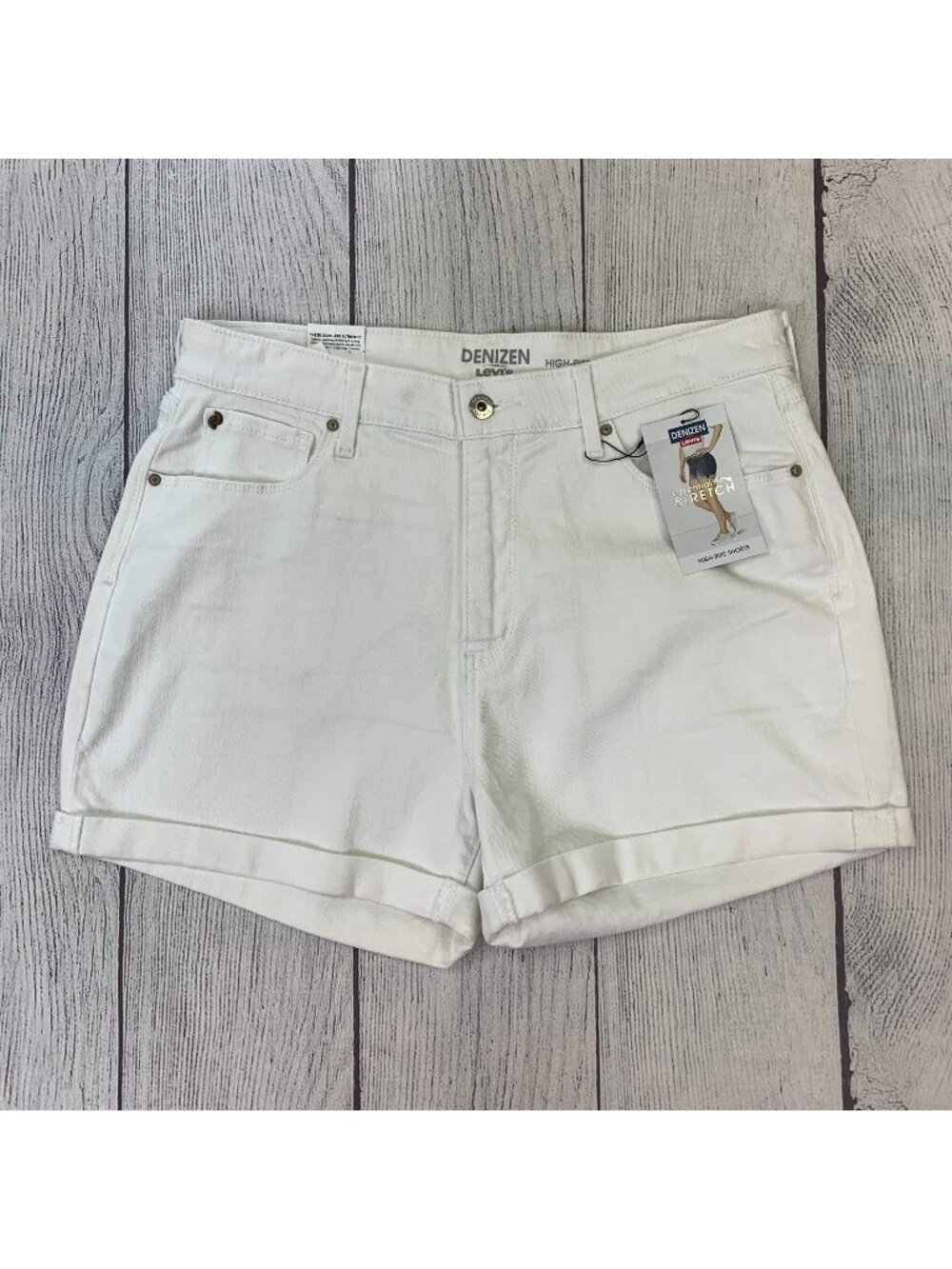 Denizen Levi's Jean Shorts sz 14 High Rise White Rolled Hem New NWT